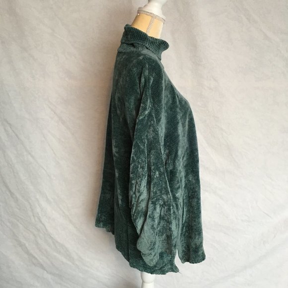 525 America Vtg 90s Chenille Turquoise Turtleneck - Picture 6 of 6